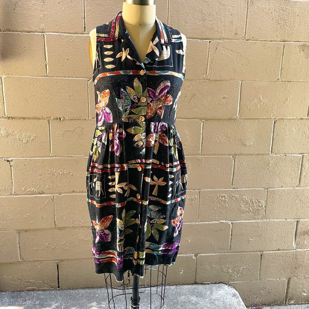 Vintage 1990s Cascais tropical dress, S